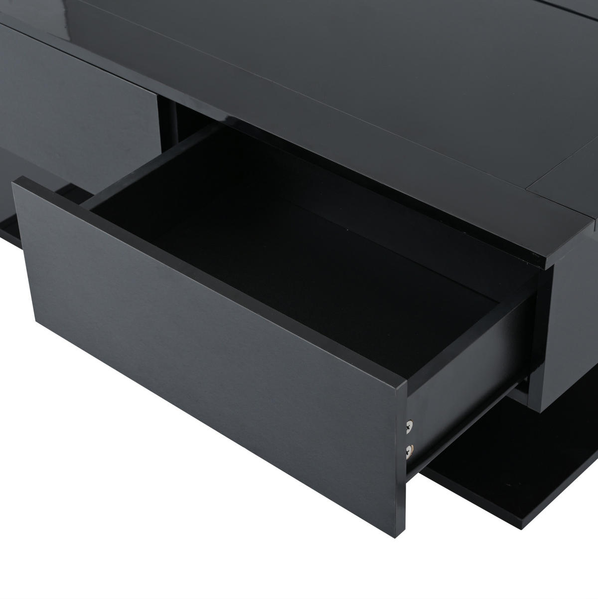 COUCHTISCH 100/50/35 cm in Schwarz mit LED-Beleuchtung und 2 Schubladen - Schwarz, Holzwerkstoff (100/50/35cm) - Flora Grace