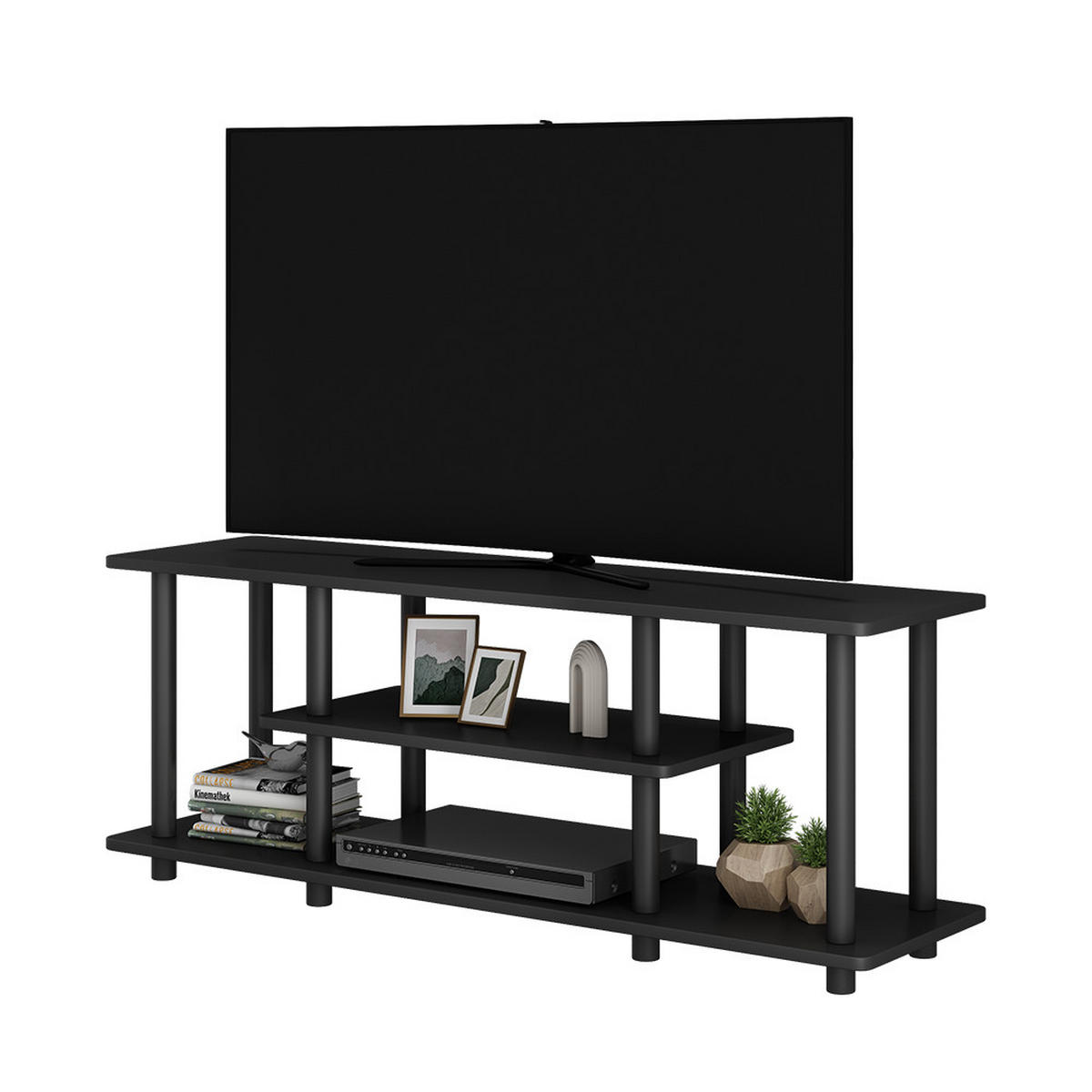 LOWBOARD Cesaro Schwarz 110 x 41.5 cm mit offenen Regalen - Schwarz, Holzwerkstoff (110/41.5/30cm) - Vicco