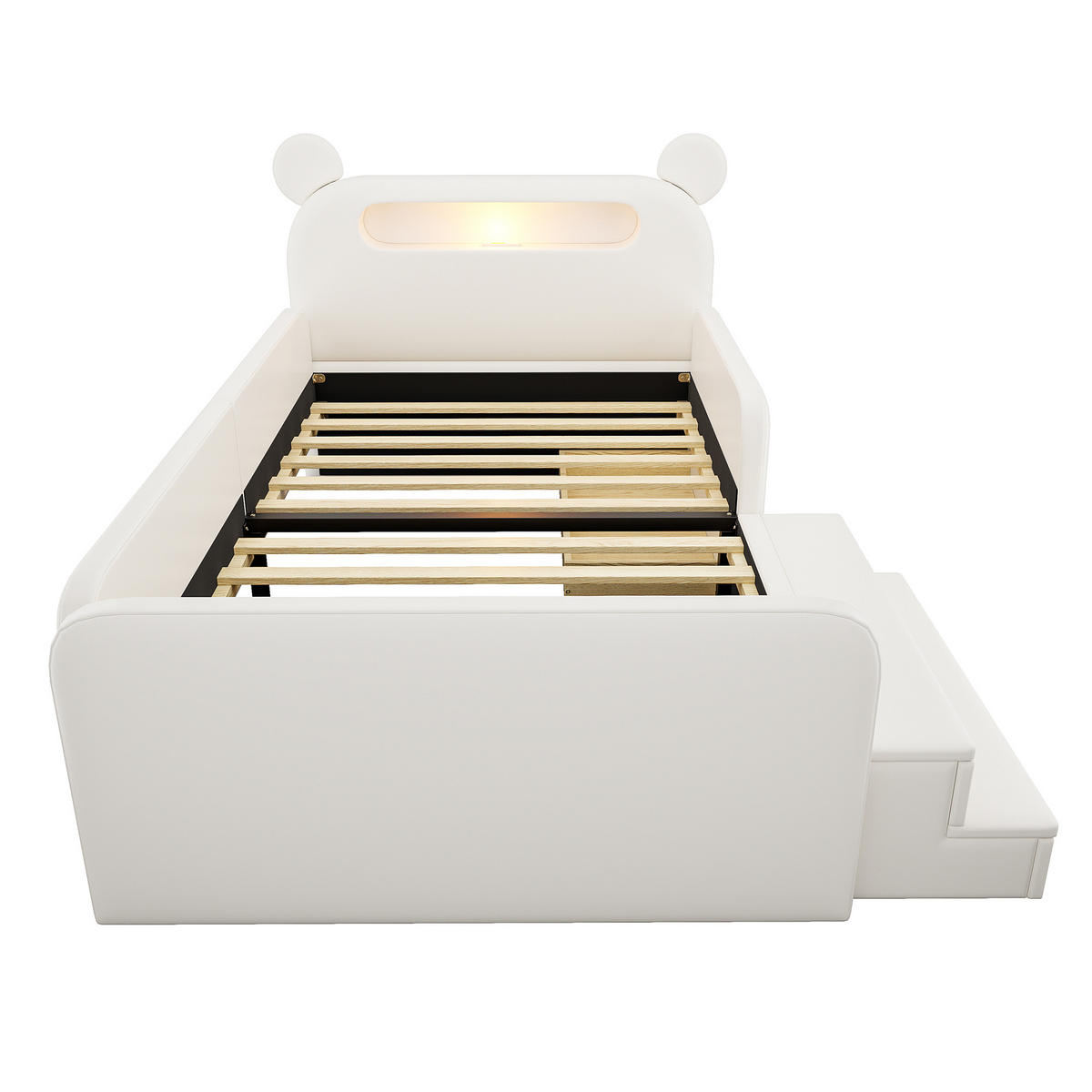 KINDERBETT 90/200 cm DE-32672 mit Bären-Kopfteil Weiß - Weiß, Holzwerkstoff (90/200cm) - ComfortXL