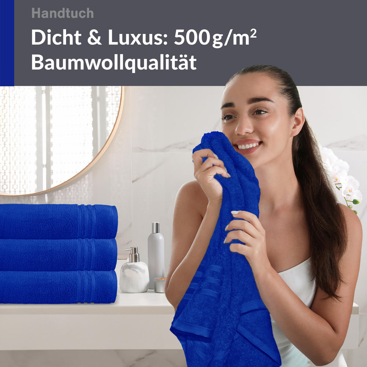 HANDTUCH 50x100 cm London Azur Blau 4er Set - Blau, Textil (50/100cm) - Lashuma