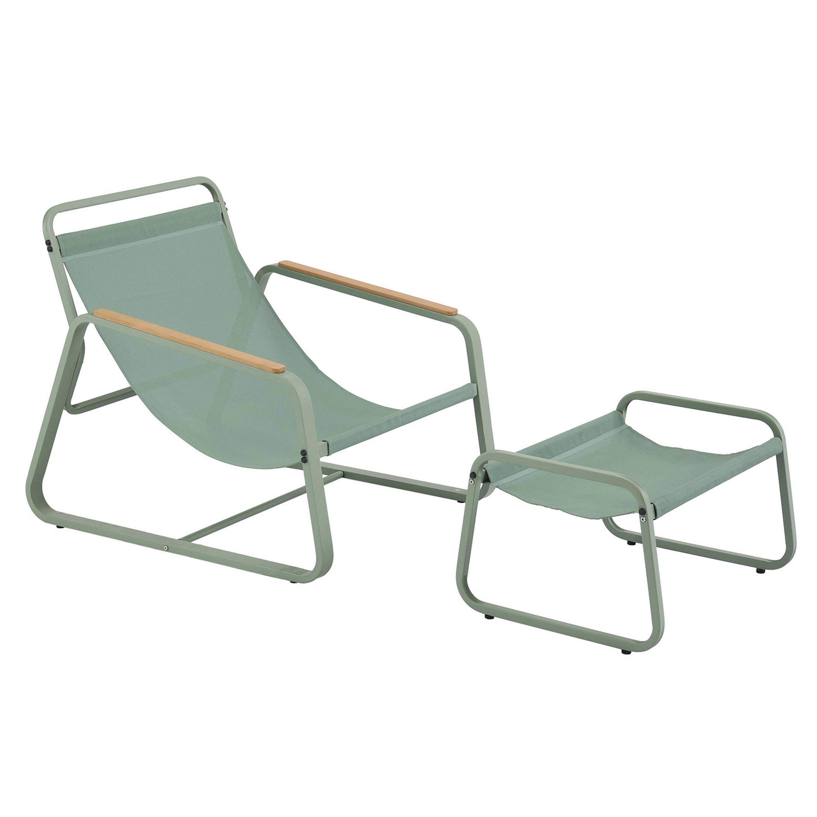 GARTEN-RELAXSESSEL mit Fußstütze, Kaktusgrünen - Grün, Textil (72/77/91cm) - Oviala