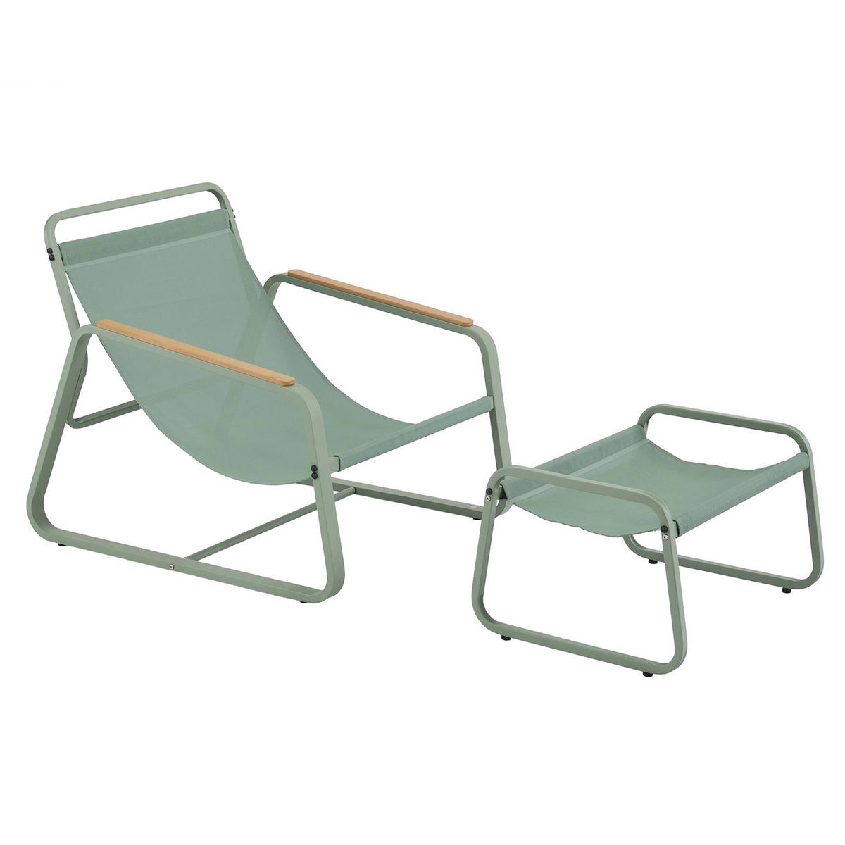 GARTEN-RELAXSESSEL mit Fußstütze, Kaktusgrünen - Grün, Textil (72/77/91cm) - Oviala