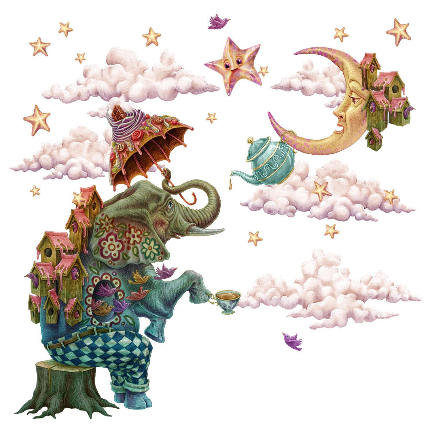 WANDAUFKLEBER 80x106cm - Märchentiere - Multicolor, Kunststoff (80/106/0.1cm) - Wallfluent