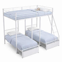 ETAGENBETT 140/200+90/200 mit Schubladen und Sicherheitsgeländer in Weiß - Weiß, Metall (140/200cm) - EVRYAE