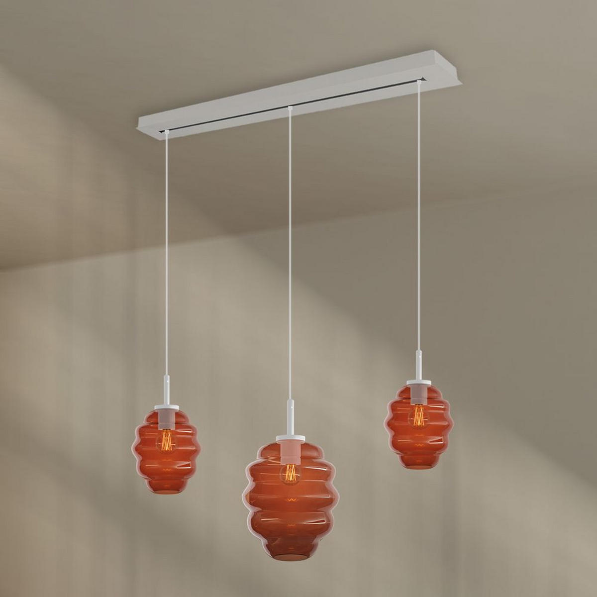 HÄNGELEUCHTE Echos 3-flammig Mehrfarbig Ø 18/25cm - Multicolor/Weiß, Glas (18/18/20cm) - s.luce