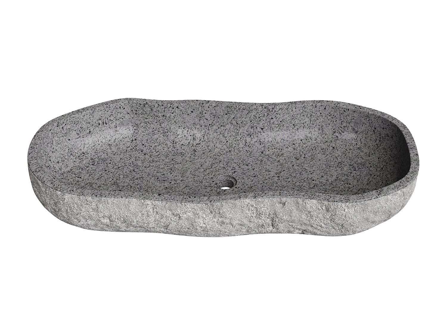 AUFSATZWASCHBECKEN - 90 cm, 105 cm x 30 cm, 48 cm - Stein - Grau - PIEDRI - Grau, Stein (90/15/30cm) - Vente-Unique
