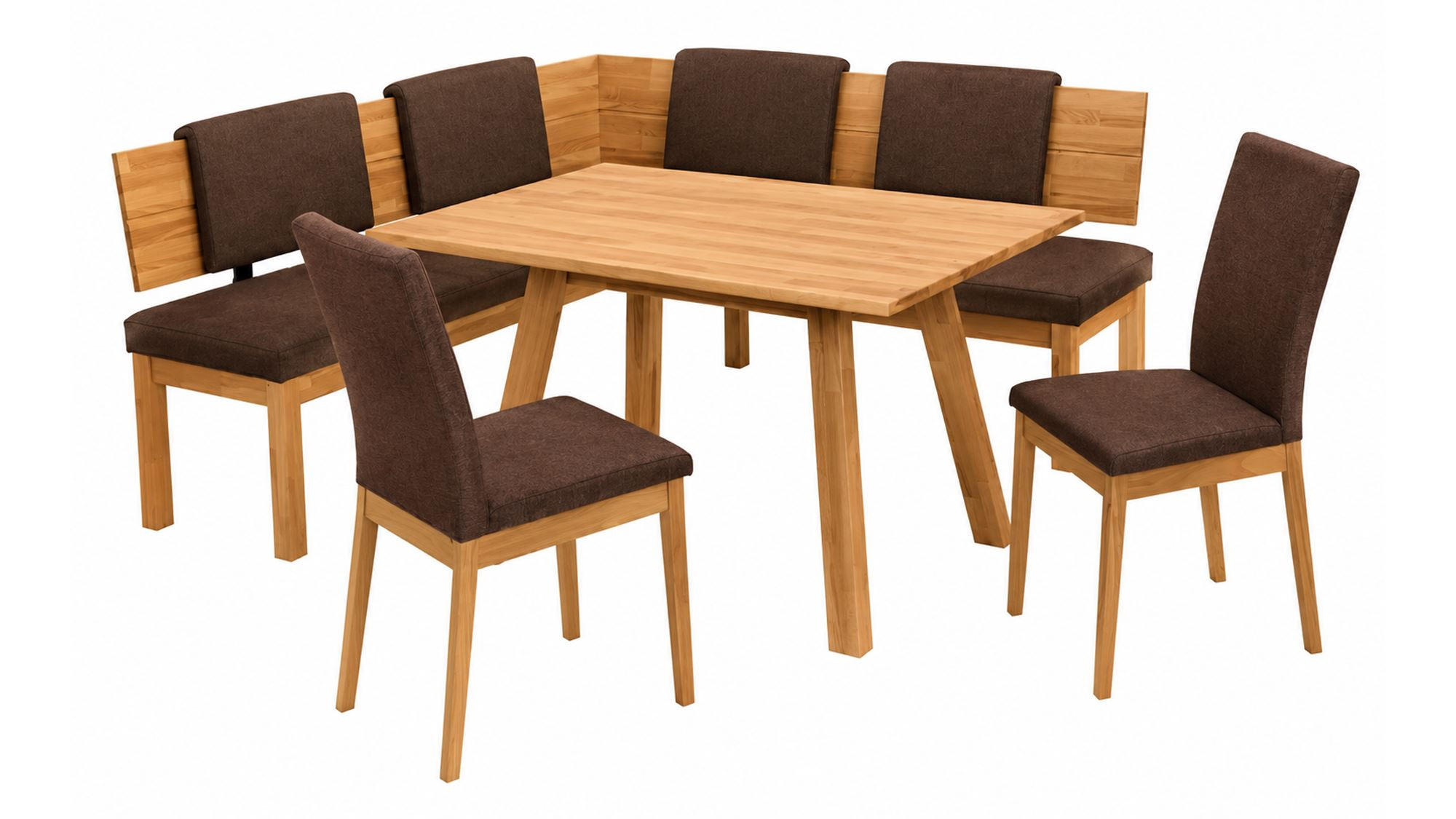 ECKBANKGRUPPE Modern Danny 2 für 7 Personen Massivholz Kernbuche/Braun - Kernbuche/Braun, Holz (155/85/194cm) - 58aufmkessel