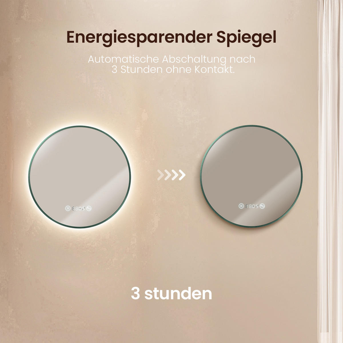 BADSPIEGEL Rund mit Beleuchtung Grün ф80 cm - Grün, Glas (80/3.1/80cm) - EMKE