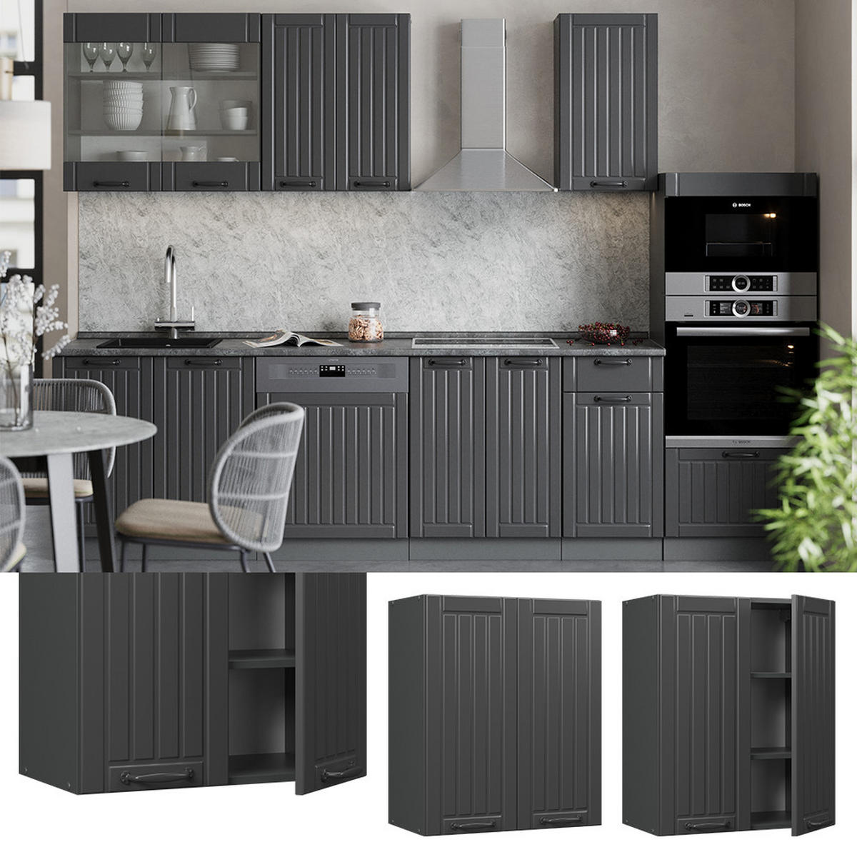 HÄNGESCHRANK Fame-Line Dunkelgrau 60 cm - Dunkelgrau/Anthrazit, Holzwerkstoff (60/72/34.1cm) - Vicco