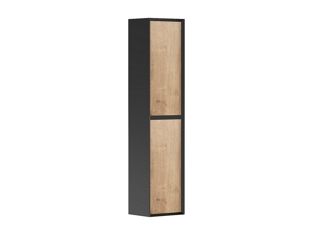 BADSCHRANK - 35 cm x 25 cm - Holz, Platte - Schwarz, Naturfarben Hell - LANNICK - Schwarz/Naturfarben, Holz (35/140/25cm) - Vente-Unique
