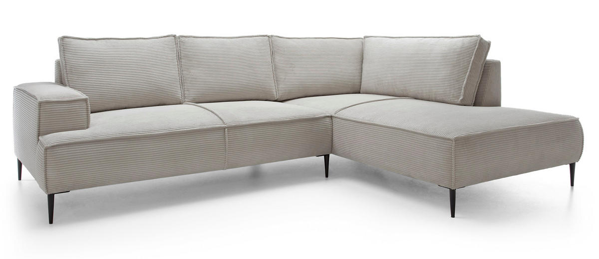 SCHLAFSOFA 275 cm L-Form Harmonia mit Beinen, Rechts, Hellgrau - Hellgrau, Holz (195/275cm) - Emporius