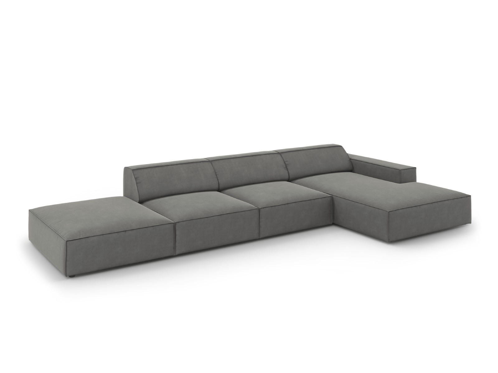 ECKSOFA rechts Jodie aus Samt hellgrau 5 Sitzplätze - Hellgrau, Textil (166/341cm) - Micadoni