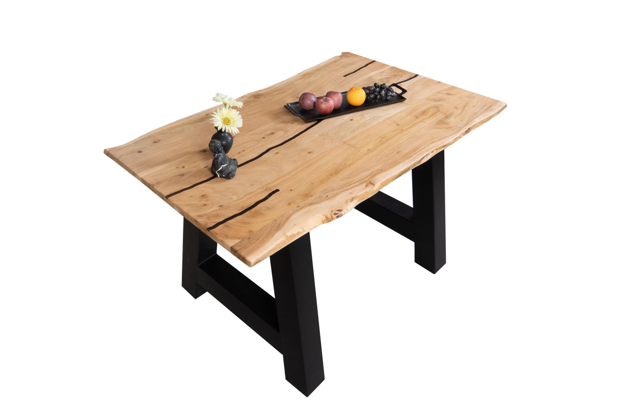 ESSTISCH POLLY - Beige/Schwarz, Holz/Metall (80/120/77cm) - SAM