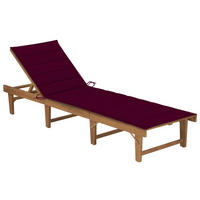 KLAPPBARE Sonnenliege mit Auflage Akazie Massivholz - Rot, Holz (61/86/200cm) - furnicato