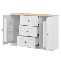 SIDEBOARD mit 3 Schubladen 126 x 40 x 86 cm MDF White 2-türig - Weiß, Holzwerkstoff (126/86/40cm) - Meubliv