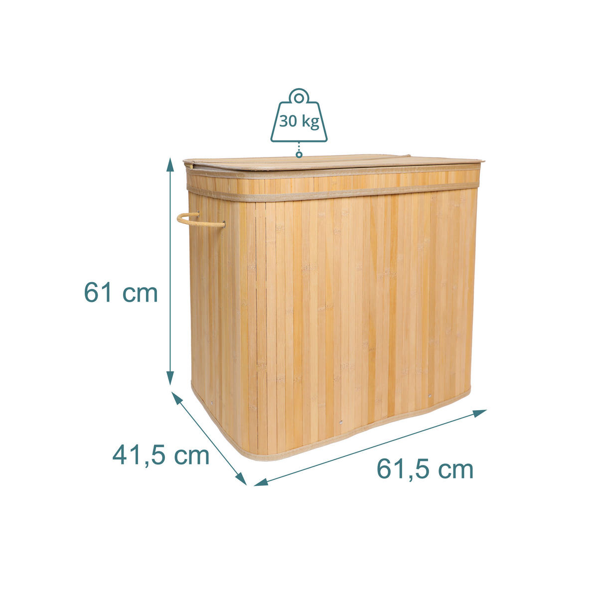 KÔŠ na prádlo - svetlohnedá, drevo/textil (41.5/61/61.5cm) - Relaxdays