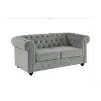SOFA 2-Sitzer - Samt - Hellgrau - CHESTERFIELD - Hellgrau, Textil (88/72/168cm) - Vente-Unique