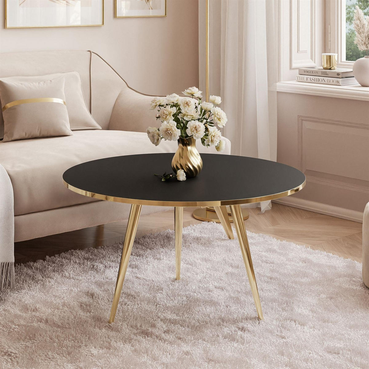 COUCHTISCH SOLEIL GOLD Schwarz Matt, 70cm - Schwarz, Holzwerkstoff (70/70/47cm) - Lookway