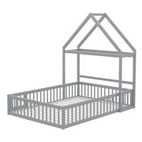 KINDERBETT aus Massivholz 140x200 cm in Grau mit Lattenrost & Kleiderstange - Grau, Holz (140/200cm) - Modfu