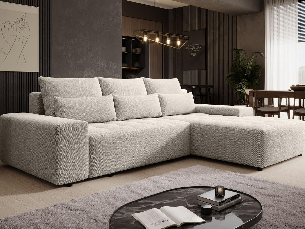 ECKSOFA Vento Weiß - Schwarz/Weiß, Holz/Kunststoff (280/184cm) - Graingold