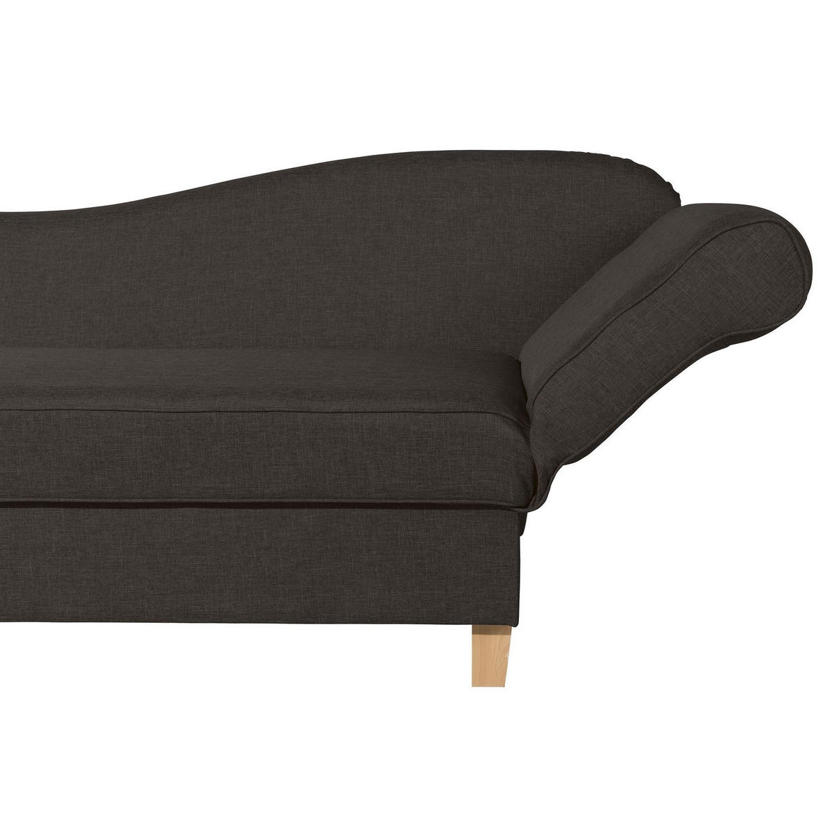 RECAMIERE mit Armteil rechts klappbar Katia Bezug Flachgewebe Buche natur / sckoko - Braun, Kunststoff (190/82/88cm) - 58aufmkessel