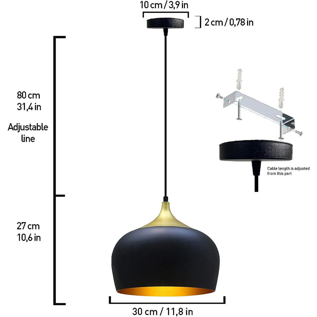 PENDELLEUCHTE Kreis 30/30 - Weiß, Metall (30/30/27cm) - Bamyum