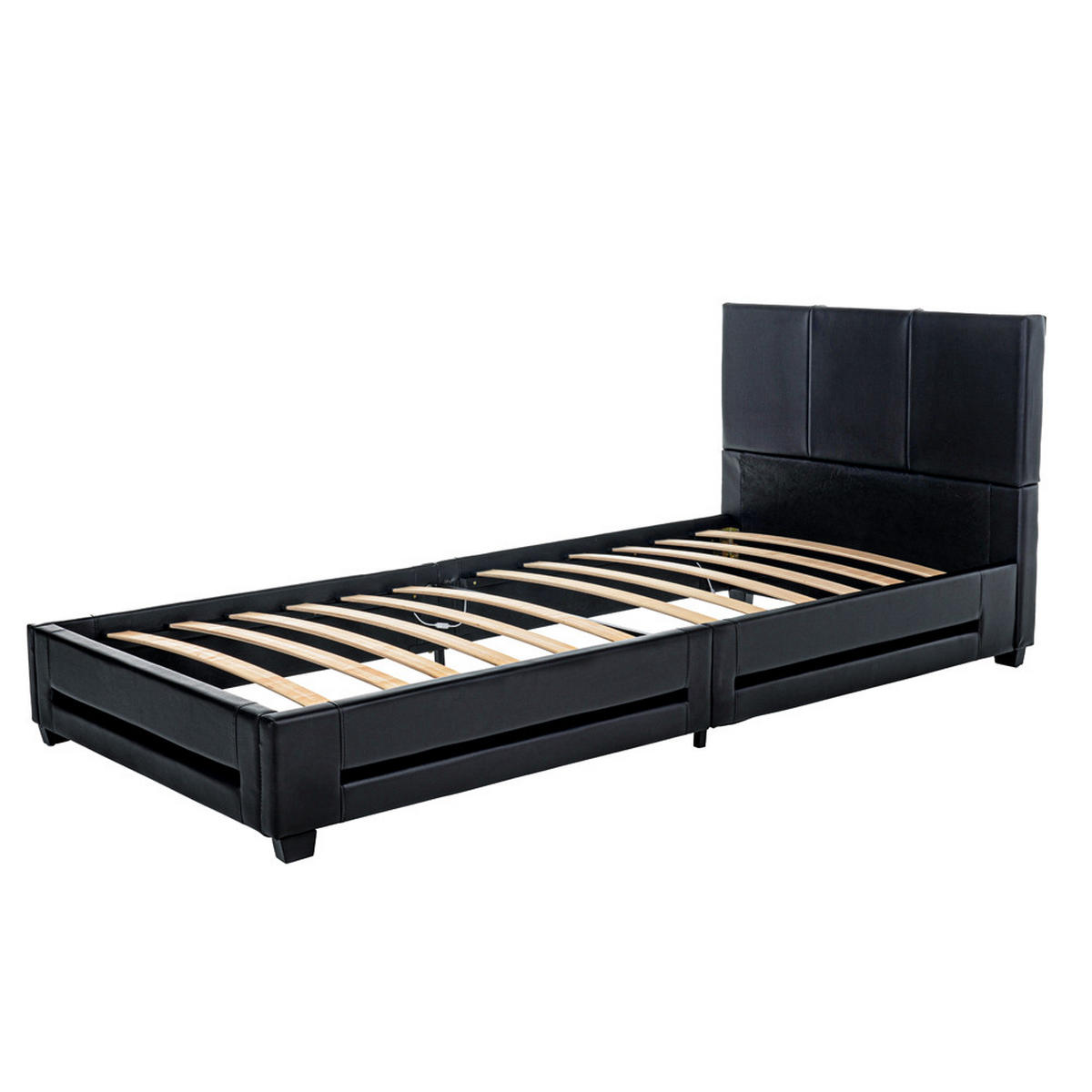LED BETT ASTEROID - Schwarz, 90 x 200 cm - Schwarz, Kunststoff - Home Deluxe