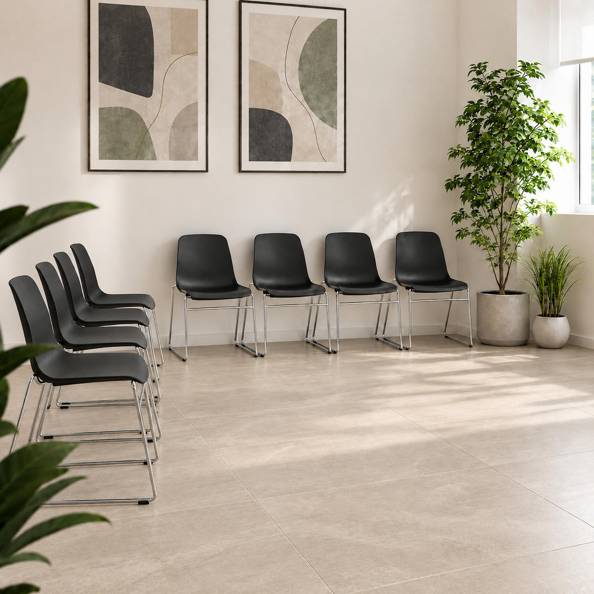 BESUCHERSTUHL V1803 Kunststoff Hartschale Schwarz - ergonomisch, 120 kg belastbar - Schwarz, Kunststoff/Metall (53/82/54cm) - Versee