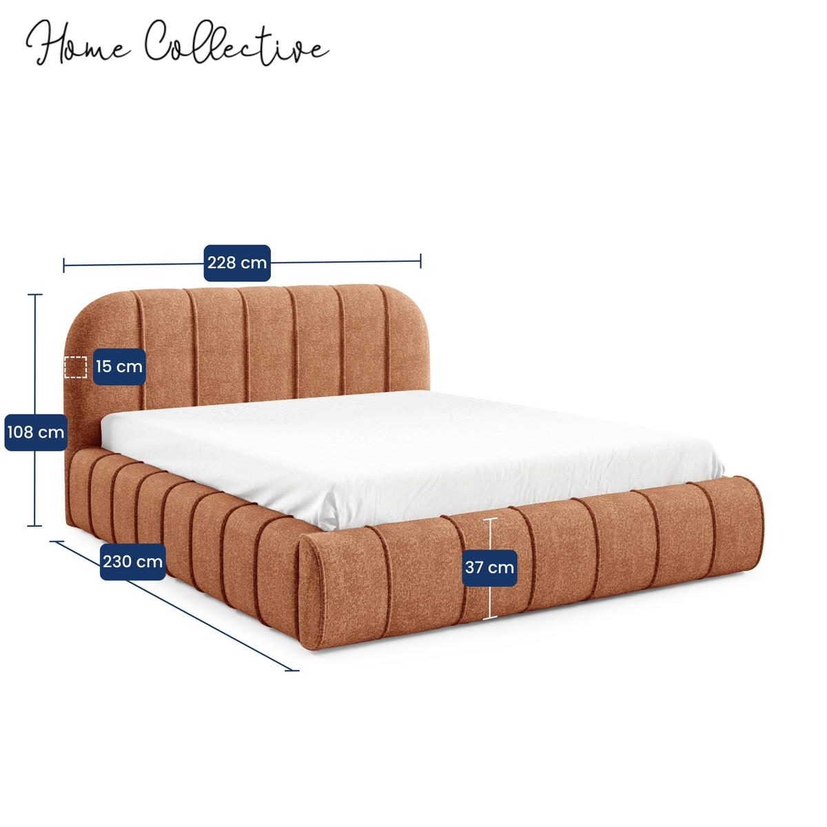 POLSTERBETT mit Stauraum 200x200 cm in Orange - Rostfarben, Textil (200/200cm) - Home Collective