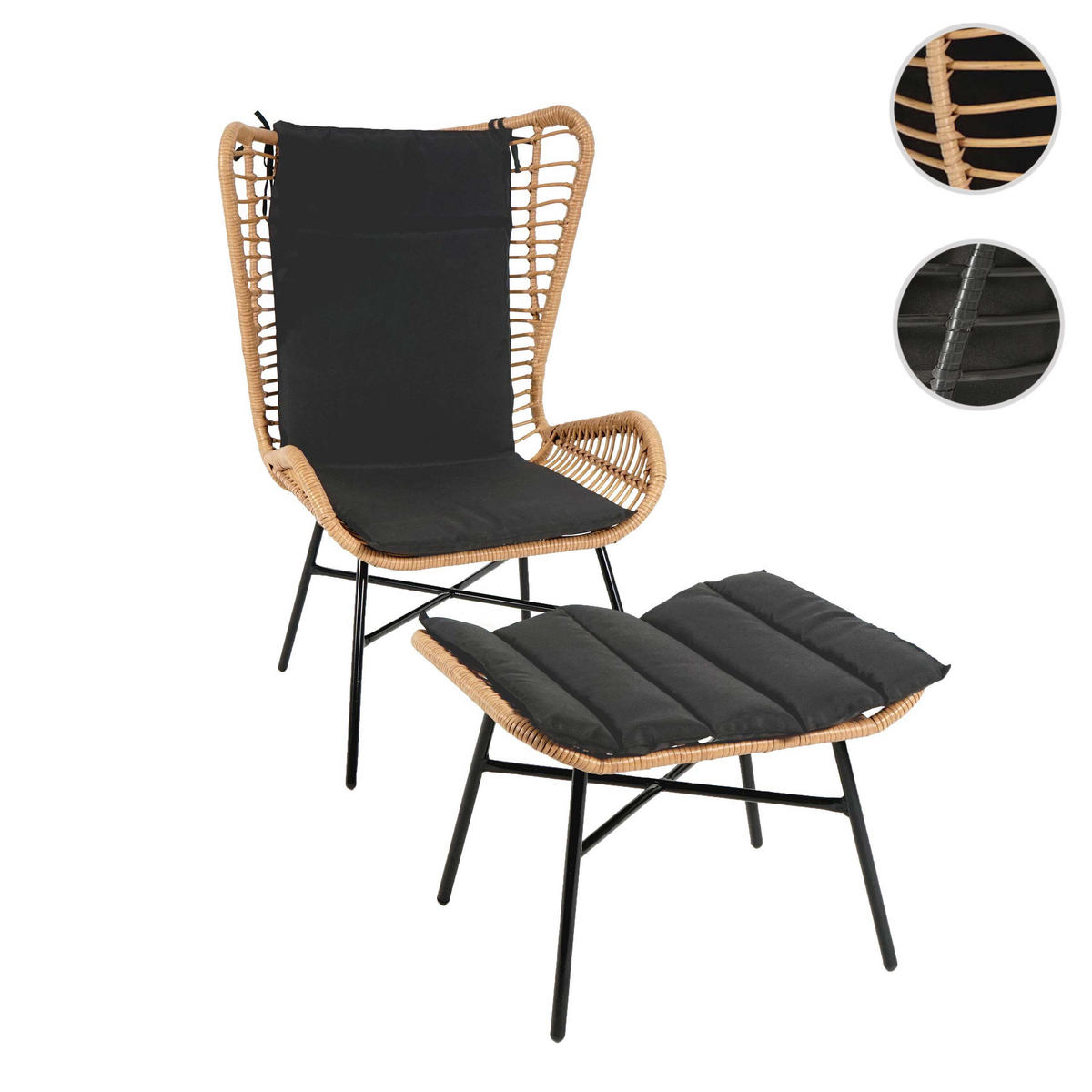POLY-RATTAN SET G17B Braun - Braun, Kunststoff (68/103/70cm) - MCW