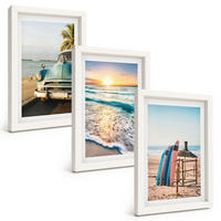 BILDER SET 3er Set - 20x30 cm Weißer Rahmen - Sonnenuntergangsurlaub in Miami - Weiß, Kunststoff (20/30cm) - TULUP