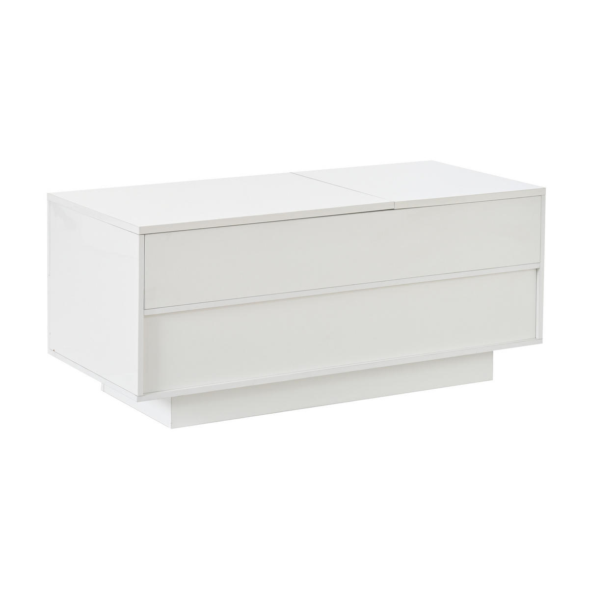 COUCHTISCH höhenverstellbar Weiß LED 2 Schubladen 100/45/43 cm - Weiß, Holzwerkstoff (100/45/43cm)