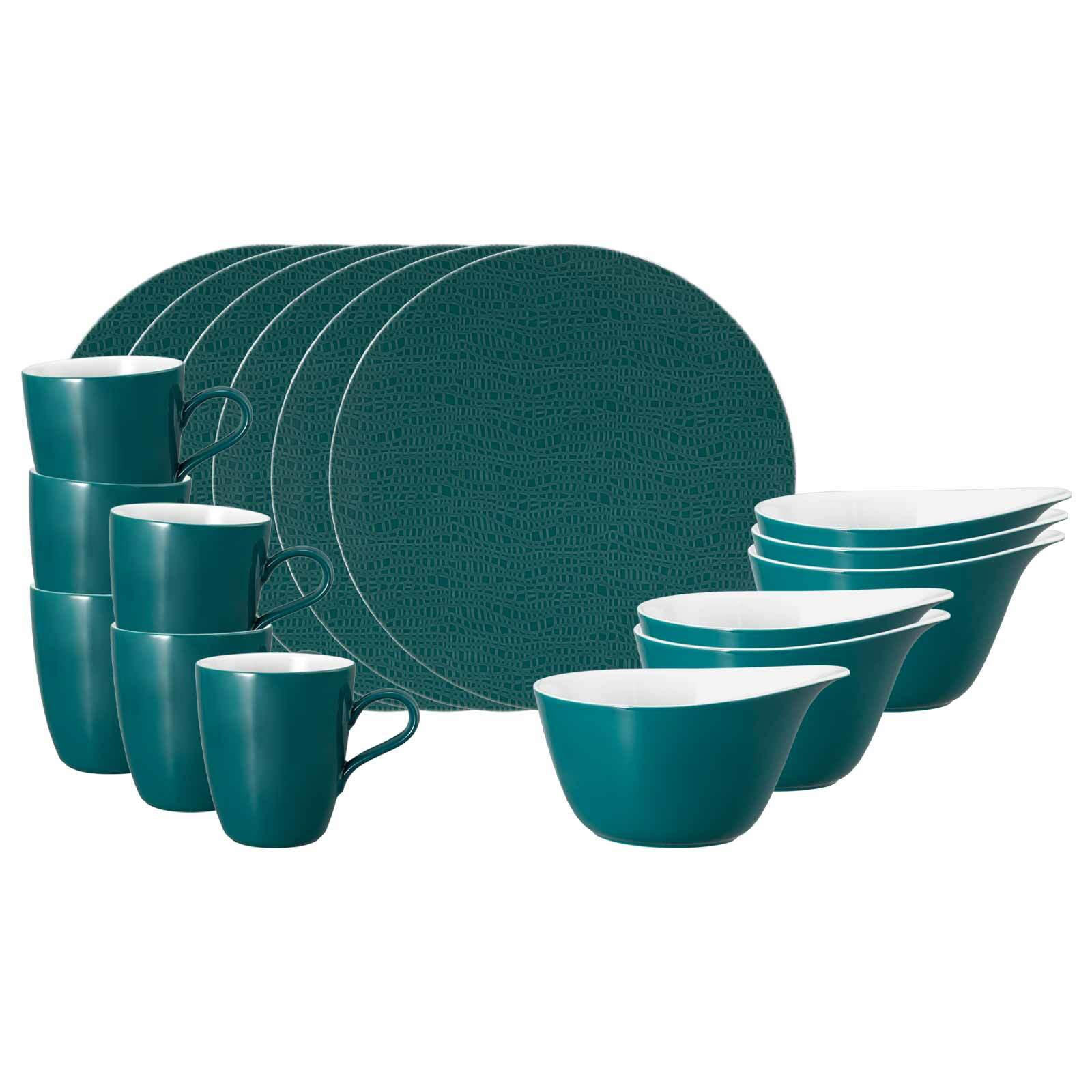 FRÜHSTÜCKS-SET Life Fashion Trendy Petrol 18er Set - Petrol, Keramik (1/1/1cm) - Seltmann Weiden