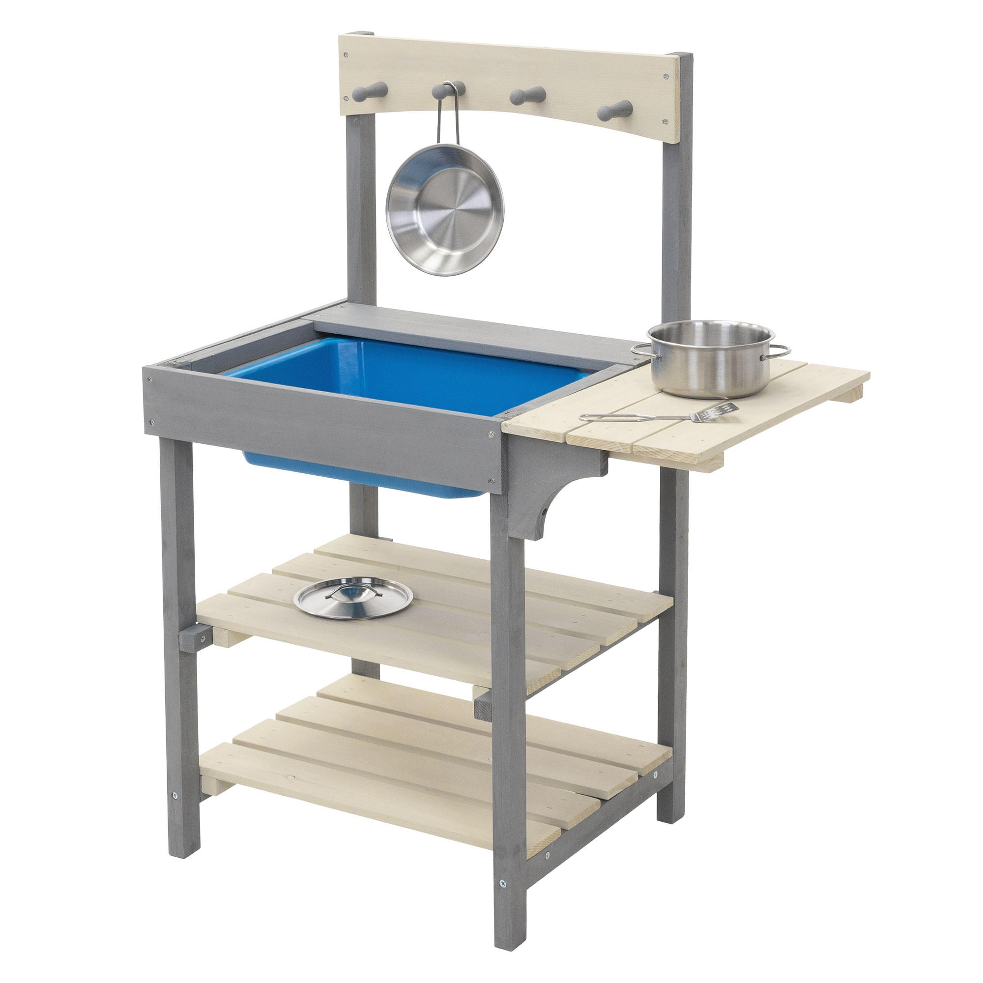 MATSCHKÜCHE KINDER OUTDOOR aus Massivholz - Beige, Kunststoff (37/62/82cm) - Joyz