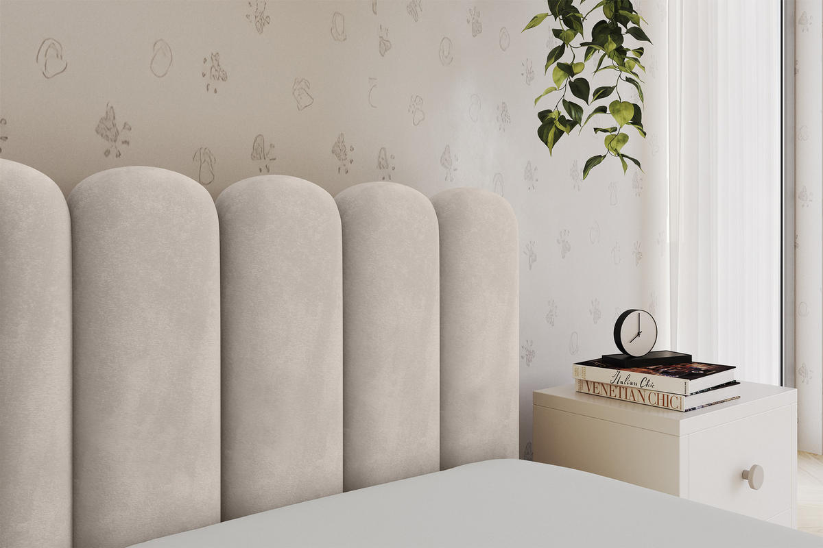 EINZELLBETT Jugendbett mit Bettkasten und Matratze H3/H4, Links - HUGY 100x200 Beige - Ecru, Holzwerkstoff/Textil (100/200cm) - ALTDECOR
