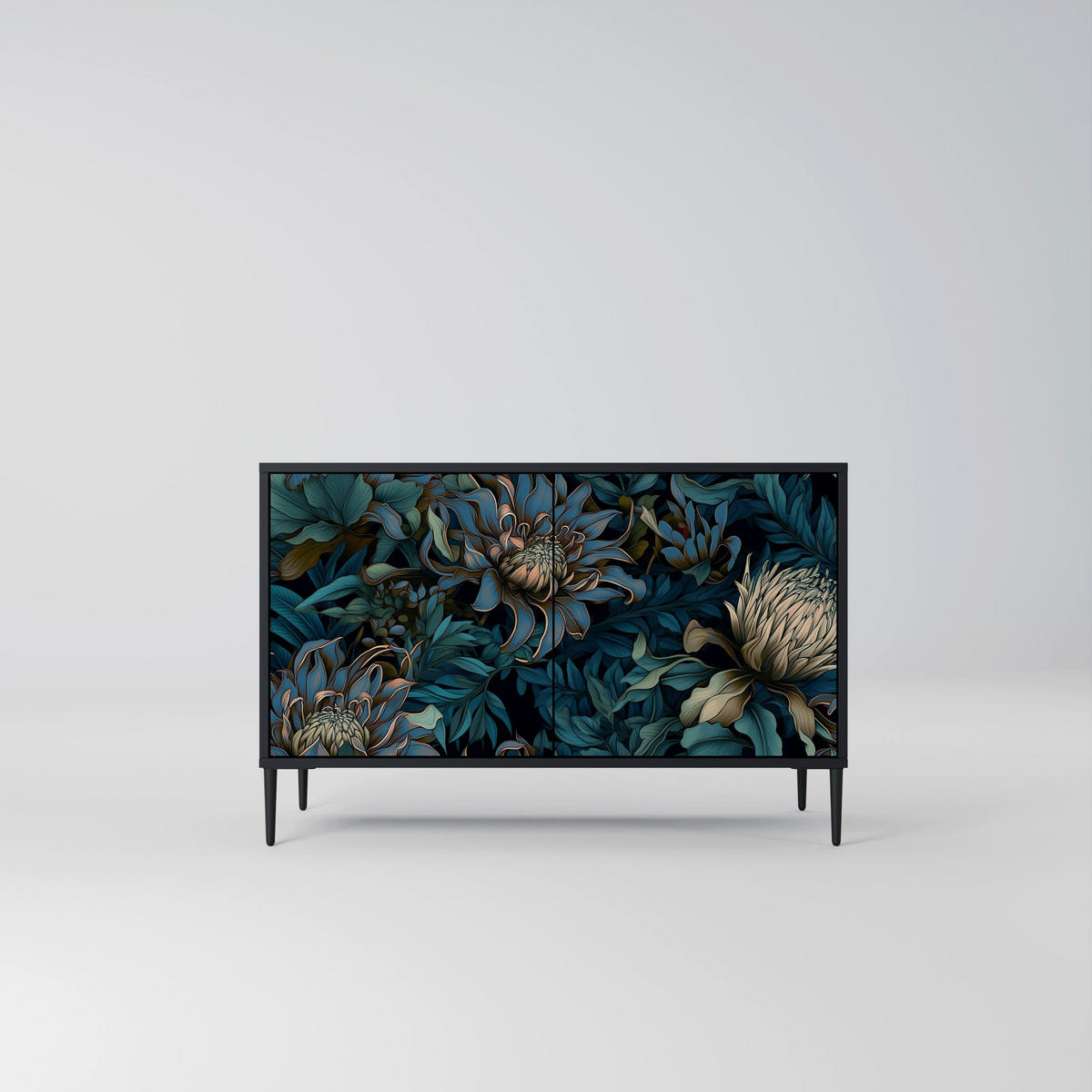 SIDEBOARD TWILIGHT BLOOM, Eicheneffekt, 111x42x77,5 cm, 2 Türen - Eichefarben/Buchefarben, Holzwerkstoff/Buchenholz (111/77.5/42cm) - SpaceRebels