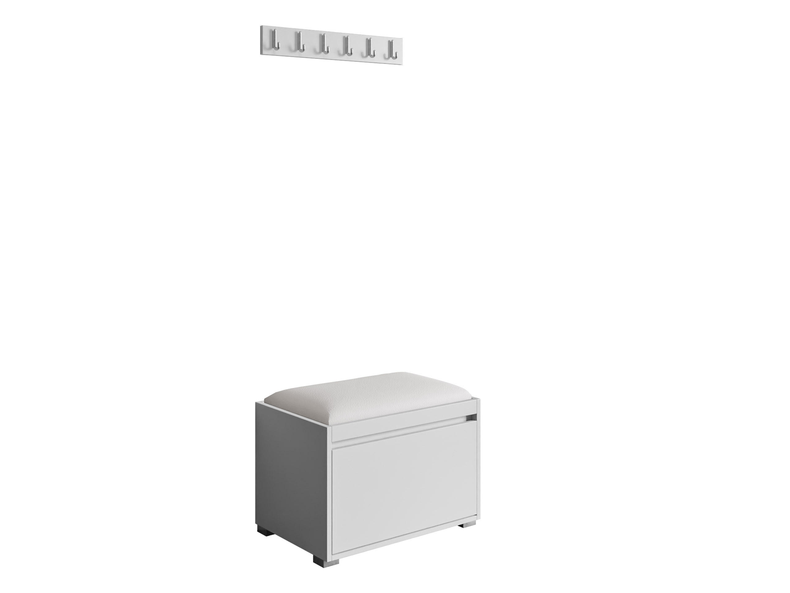 GARDEROBEN-SET Grawis 60 III - Weiß Hochglanz/Silberfarben, Holzwerkstoff/Kunststoff (64.5/45/34cm) - MIRJAN24