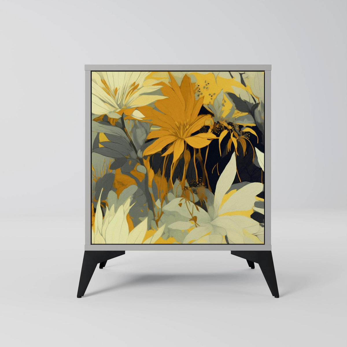 SIDEBOARD SUNKISSED LILY, Grau, 57,5x42x57,5 cm, Ohne Füße - Multicolor/Grau, Holzwerkstoff (57.5/57.5/42cm) - SpaceRebels