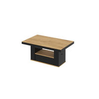 COUCHTISCH rechteckig Eiche Natur - Schwarz Hochglanz 120/75/54 cm - Schwarz Hochglanz/Eichefarben, Holzwerkstoff (75/120/54cm) - designimpex