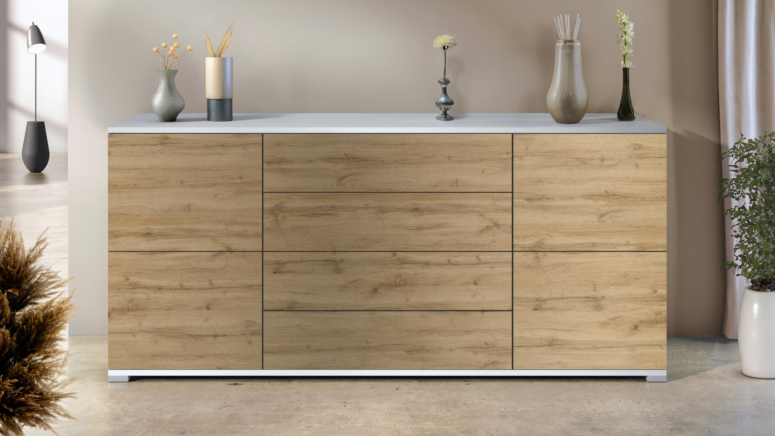 SIDEBOARD Rova Eiche Evoke - Eiche San Remo, Holzwerkstoff (166.5/75.5/35cm) - Vladon