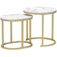 COUCHTISCH-SET 50/50/50,5 cm und 60/36/43,5 cm stapelbar mit MDF-Platte und Stahlrahmen, Weiß - Weiß, Holzwerkstoff (50/50/50.5cm) - Redom