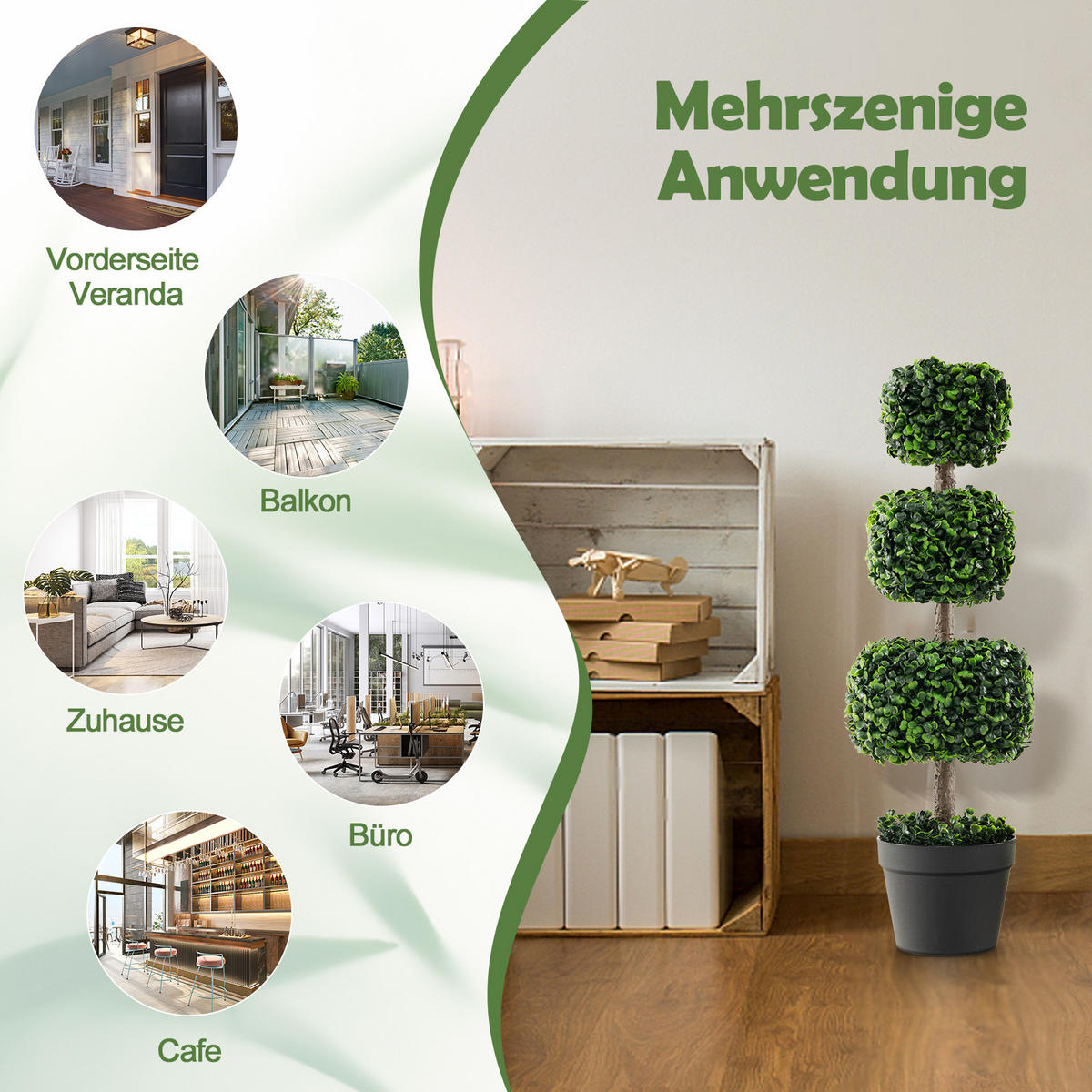 KUNSTPFLANZE Grün - Grün, Kunststoff (75cm) - COSTWAY