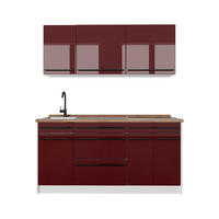 SINGLEKÜCHE R-Line, Rot Hochglanz/Weiß, 160 cm Arbeitsplatte Goldkraft Eiche - Rot/Weiß, Holzwerkstoff (160/81.6/60cm) - Vicco