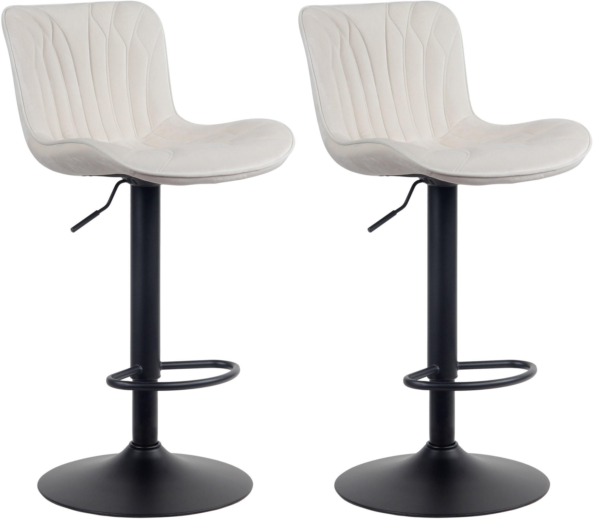 BARHOCKER 2er Set Samt creme - Creme/Schwarz, Textil/Metall (48/83/54cm) - CLP