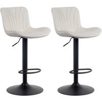 BARHOCKER 2er Set Samt creme - Creme/Schwarz, Textil/Metall (48/83/54cm) - CLP