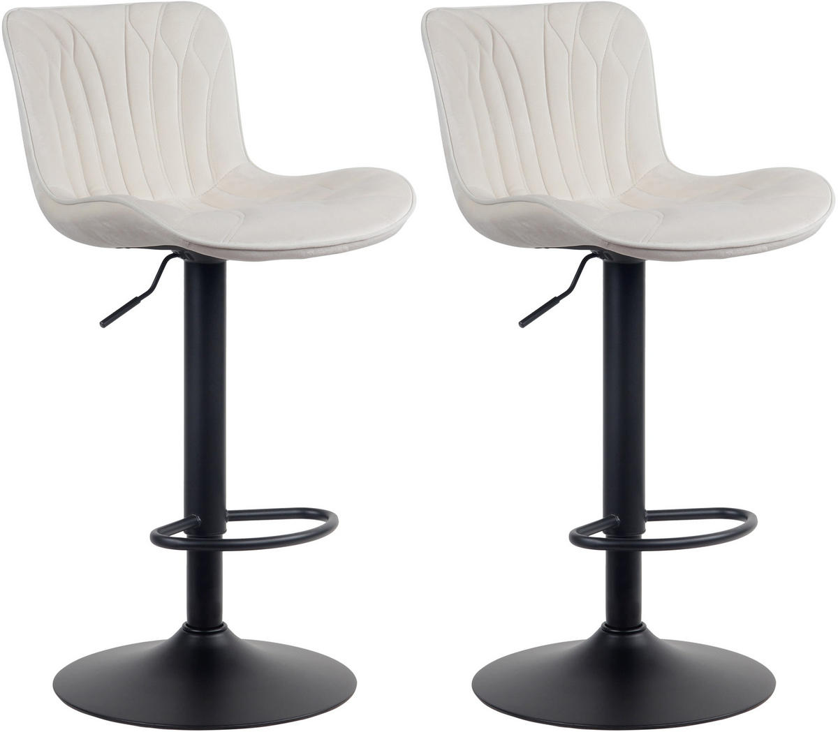 BARHOCKER 2er Set Samt creme - Creme/Schwarz, Textil/Metall (48/83/54cm) - CLP