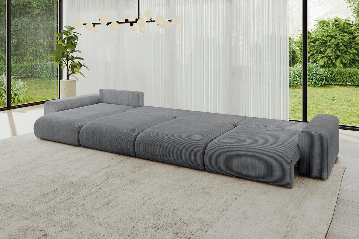 WOHNLANDSCHAFT mit Schlaffunktion ESKAR-U2-464x176x84cm Dunkelgrau - Dunkelgrau, Holzwerkstoff/Kunststoff (176/72/464cm) - ALTDECOR