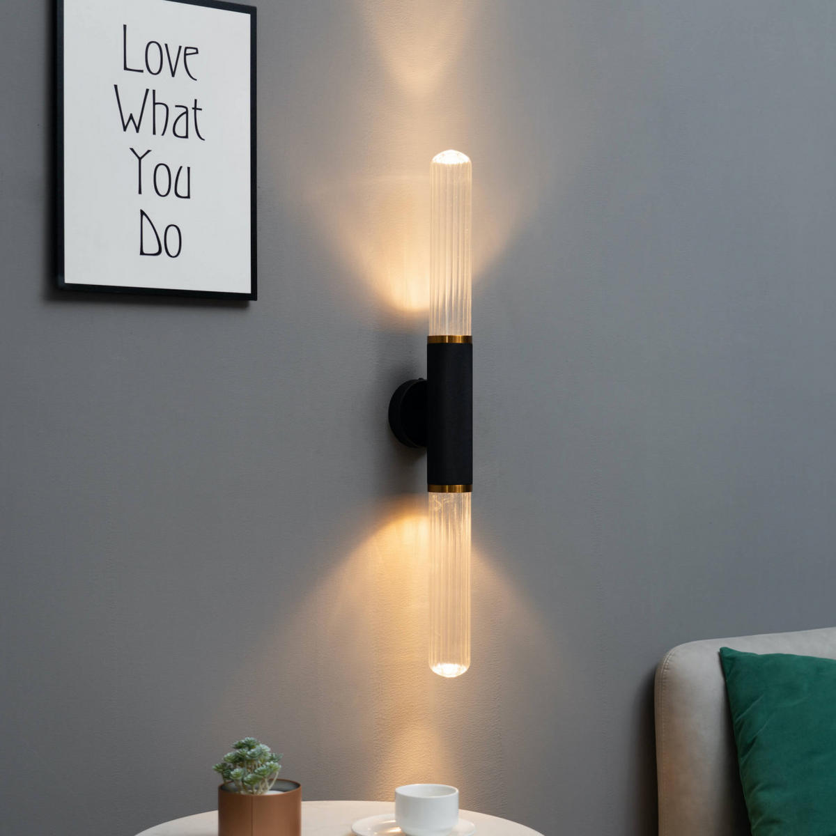 WANDLEUCHTE Hita, Schwarz, 74cm - Schwarz, Glas (12/74/74cm) - KOSILUM
