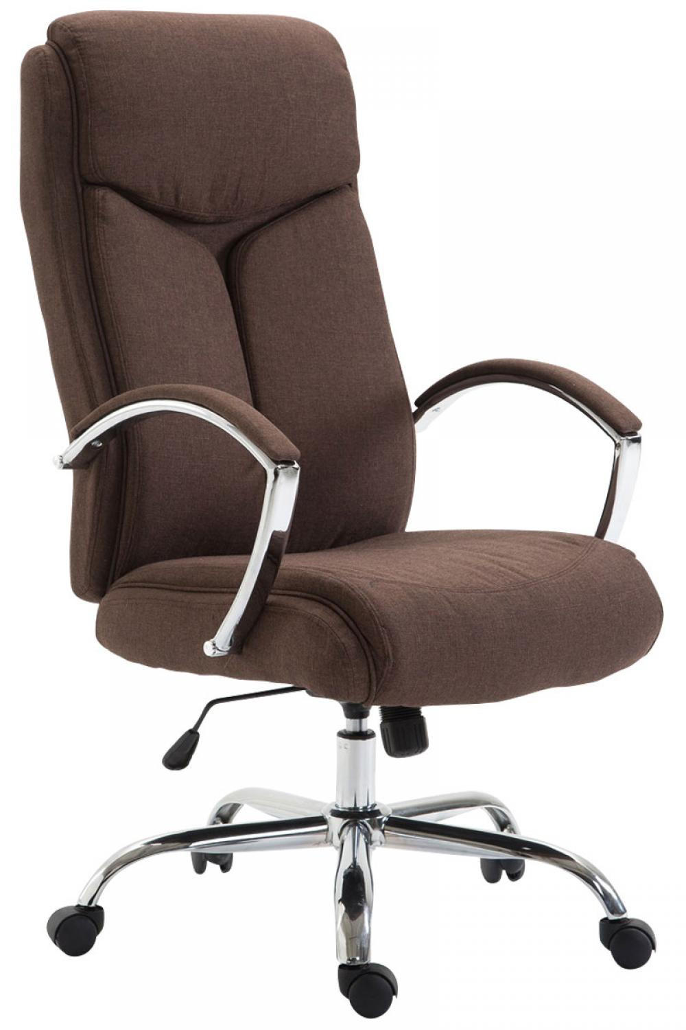 CHEFSESSEL Stoff Braun - Chromfarben/Braun, Textil/Metall (65/115/73cm) - CLP