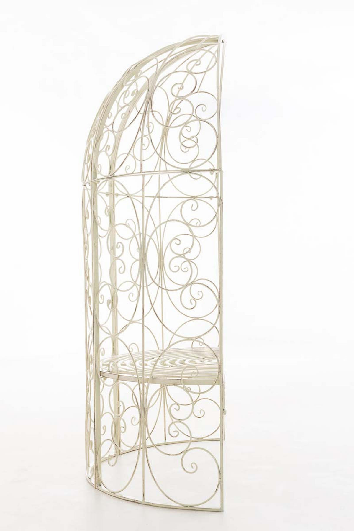 HALBPAVILLON mit Sitzbank Boston Metall Antik-creme Gartenbank - Beige, Metall (120/178/58cm) - DELUKE